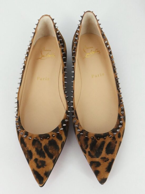 Christian Louboutin Shoes - christian louboutin 36.5 leopard print anjalina flat kitty spiked flat D268